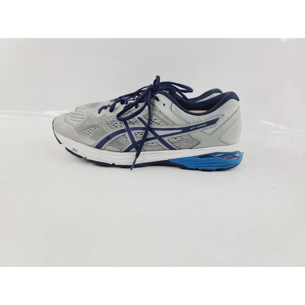 ASICS Mesh Synthetic Leather, Rubber Athletic Shoes Men Size 12.5 Gray Navy Blue
